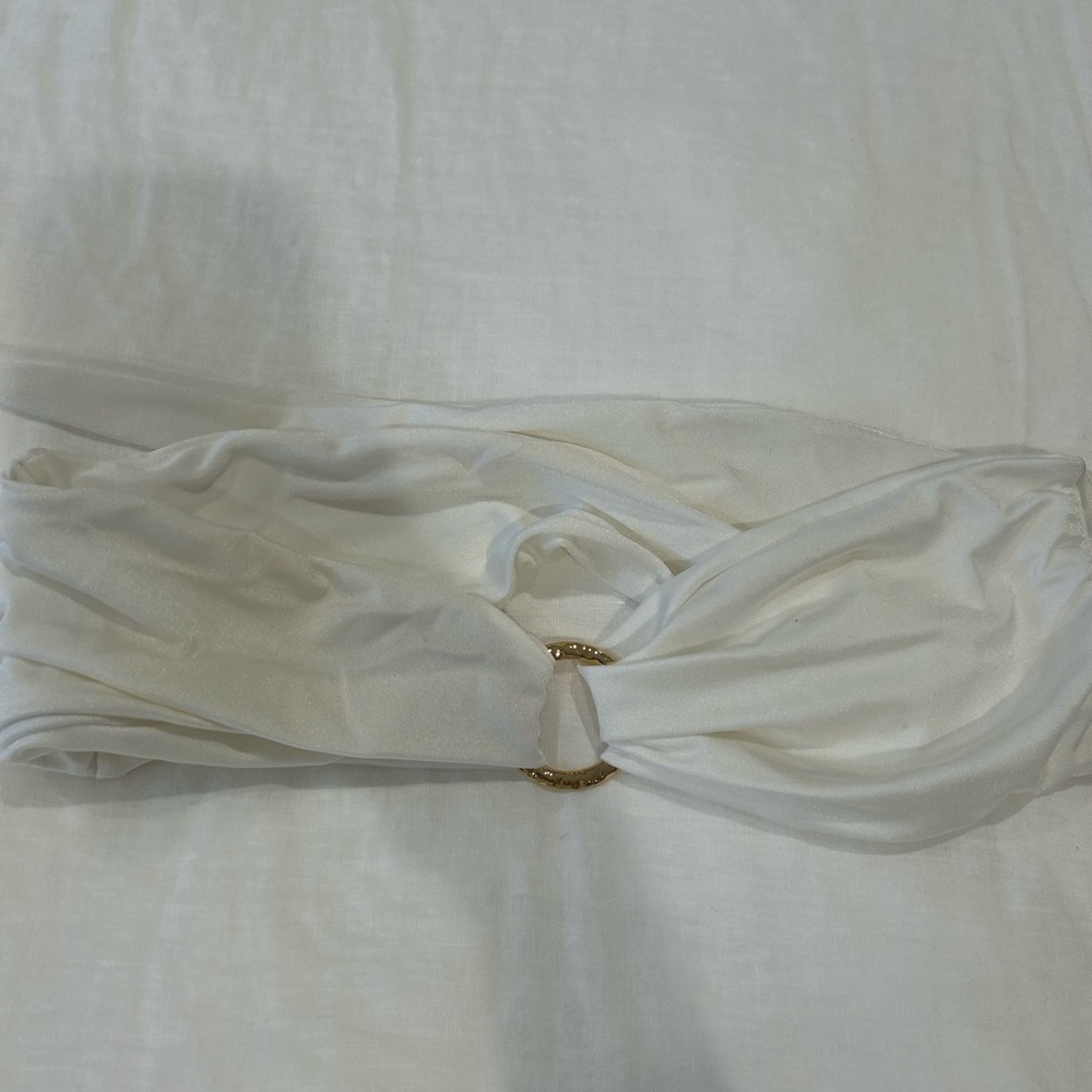 COPY - Sommer Swim white bandeau string bikini with gold hardware size Large
